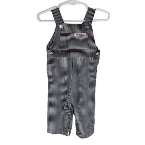 Vintage Health-tex Infant Train Conductor Overalls Size 9 Months Blue Striped